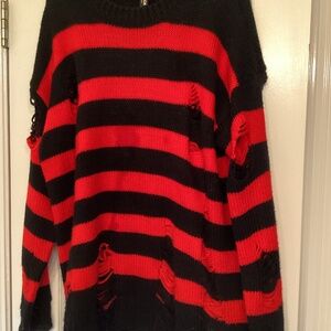 Unisex grunge oversized ripped hole knit pullover sweater